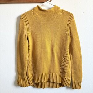 J Crew Always 1988 Rollneck Cotton Knit Sweater Mustard Yellow Womens Small